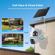 TOGUARD SC56 Solar Wireless Security Camera System Outdoor with 500G Hard Drive 4pcs 2K PTZ Dual Lens Linkage Security Surveillance Cameras Multi-Angle Monitoring