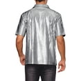 thumbnail image 3 of INSPIRE CHIC Metallic T-Shirt for Men's Short Sleeves Hipster Shiny Disco Golf Polo Shirts, 3 of 5