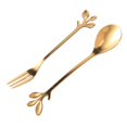 thumbnail image 3 of Vajilla Tenedor De Cuchara De Café De Hoja Dorada, Paquete De 24 (12 Cucharas, 12 Tenedores), Juego De Cuchara Y Tenedores para Expreso, 4,7, 3 of 5