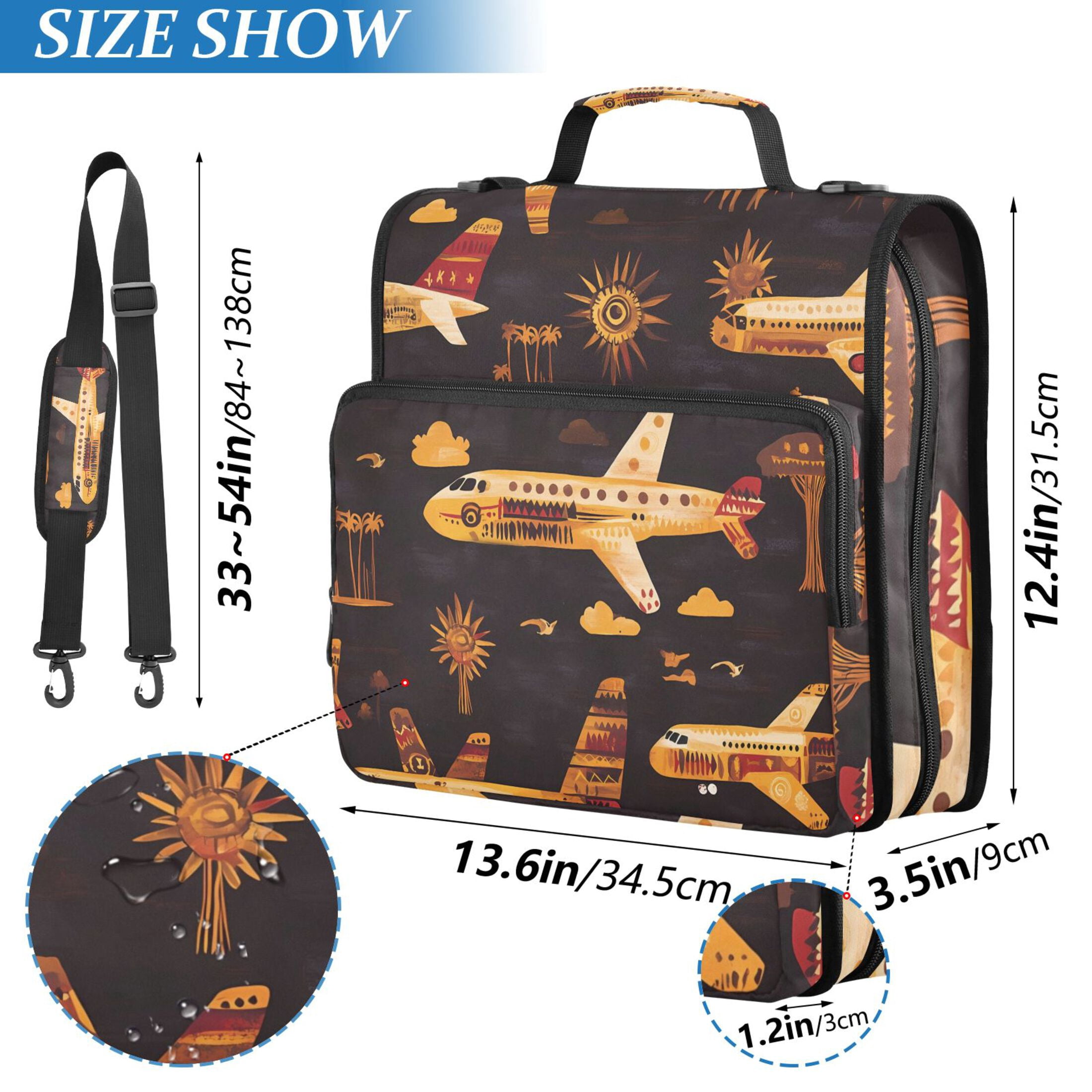 ALAZA Zipper Binder Totem Airplane 3 Ring Trapper Keeper File Folder Organizer Bag