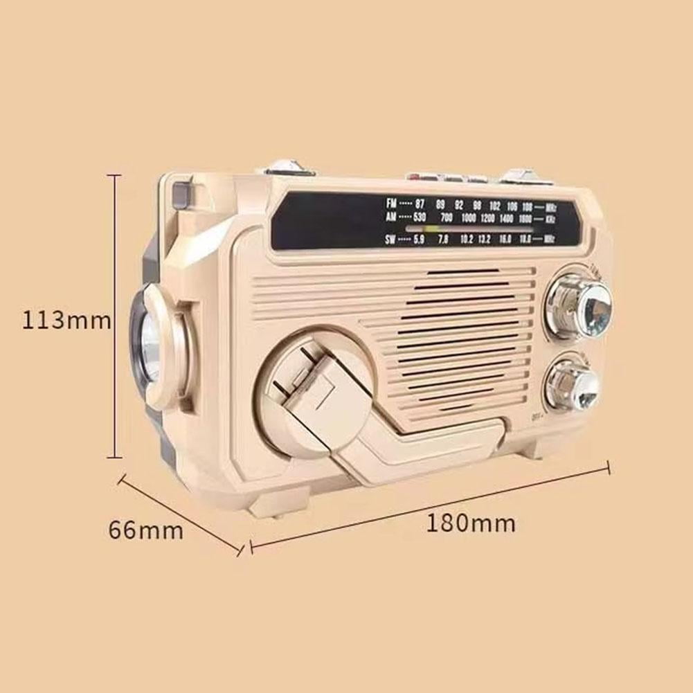 Solar Hand Crank Emergency Radio with Bluetooth Speaker, Portable AM SW Weather Radio, Flashlight, Phone Charger, Waterproof for Outdoor Survival