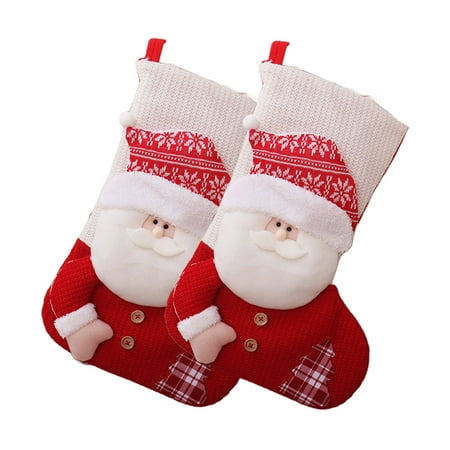 TELOLY Stockings,Brings Surprise to Family and Friends Christmas Stocking,Holiday Gift Bag Christmas Decoration,Santa Style*2