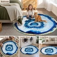 thumbnail image 5 of Blue Abstract Marble Round Area Rug 3.3 FT, Non Slip Small Entryway Kitchen Mat, Modern Abstract Art Washable Soft Circular Rug Non-Shedding Door Mat for Bathroom Playroom Kids Room, 5 of 9