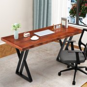 YEAHIBABY Solid Wood Computer Desk Brown with Stable Load Bearing for Office Use