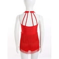 thumbnail image 5 of Haitryli Kids Girls Rhinestones Latin Jazz Dance Dress Sparkly Tango Rumba Samba Dance Costume Fringe Leotard Red 6, 5 of 7