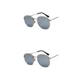thumbnail image 2 of Qarigey Gafas de sol hexagonales para hombres y mujeres lentes polarizadas de moda montura ligera Unisex PC protección plata blanco silveC4 plata blanco plataC4 2Conjunto, 2 of 6