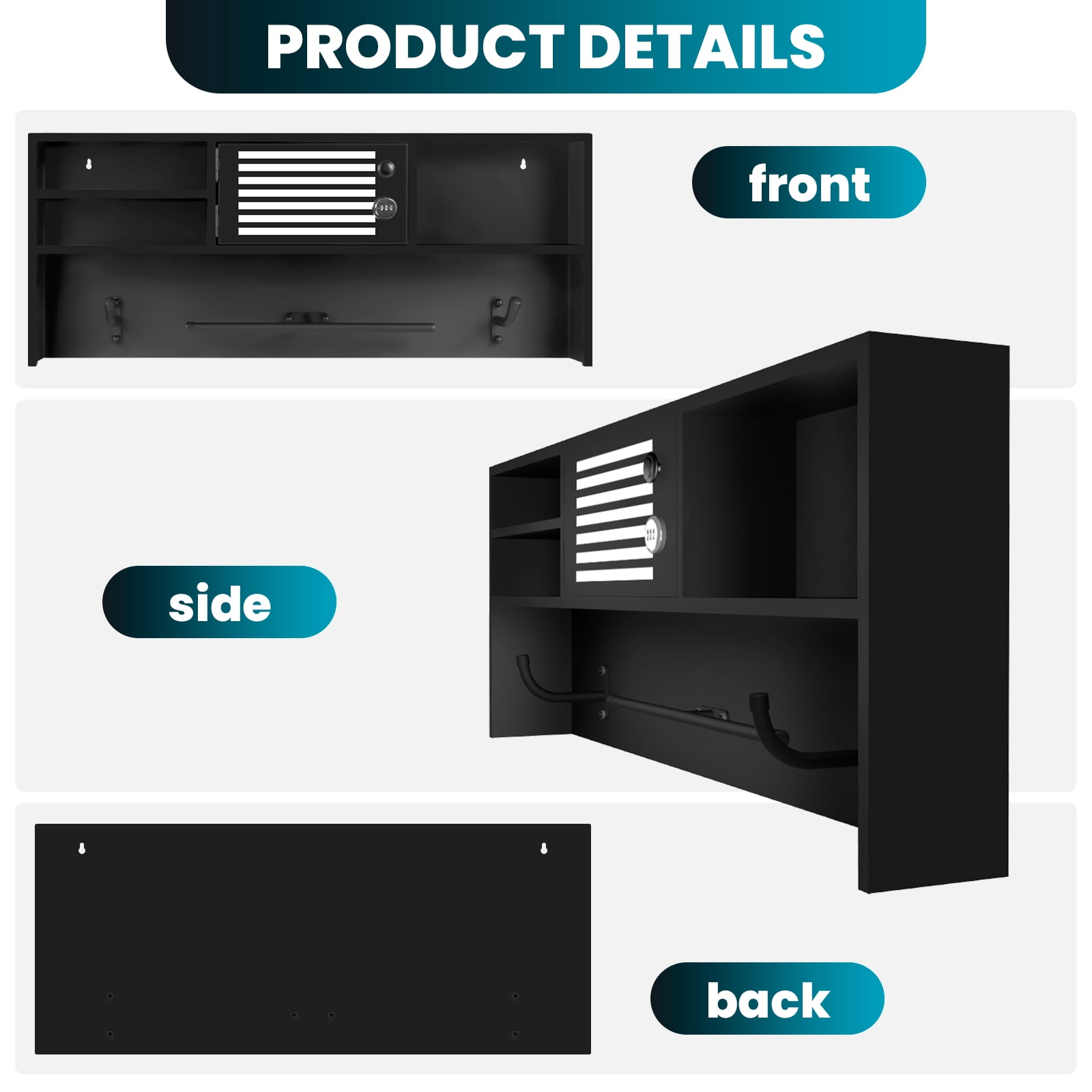 Police Gear Stand, Police Hanger, Tactical Duty Gear Rack with 3 Hooks, Free-Standing All Iron Frame Police Gift Decor with Flag, Black, Come Home Safe