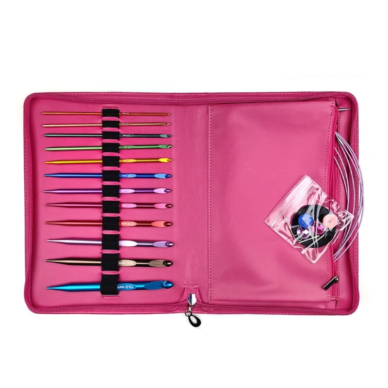 Zecic 12Pair Aluminum Interchangeable Circular Knitting Needle Set 3.0mm-10mm with Case for Knitting Weaving Sweater