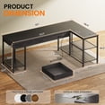 thumbnail image 5 of Amadwell 55 Inch L Shaped Office Desk with 3 Fabric Drawers, Reversible Computer Gaming Desk, Power Outlets and Mesh Shelves, Corner working Study Desk, Black, 5 of 9