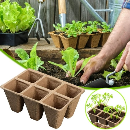 kcavykas 5pc Peat Pots Trays - 6-Cell Biodegradable Germination Trays for Starting - Eco-Friendly and Easy to Use