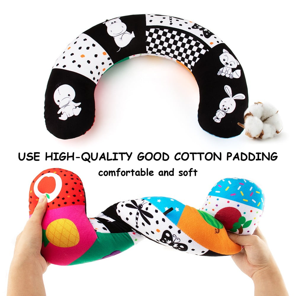 teytoy Newborn Baby Toys 0 3 6 Months,Tummy Time Pillow Toy, Black and White High Contrast Baby Toy with Mirror & Beating Play Activity mat,, Montessori Sensory Crawling Toy for Infant