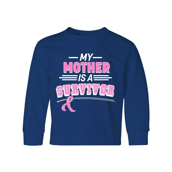 Inktastic My Mother is a Survivor Breast Cancer Awareness Long Sleeve Youth T-Shirt