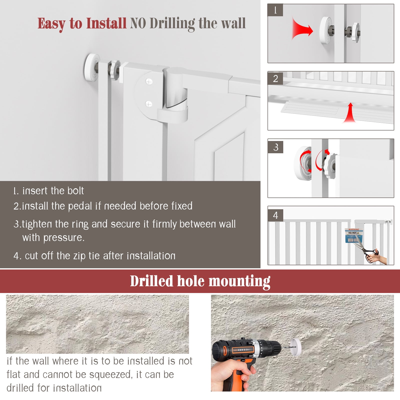 GLAF 63" Extra Tall Cat Gate - 30-37.8" Wide Extendable Cat Barrier for Doorway - Pressure Mounted Cat gate for Doorway - Auto Close Extra Tall Pet Gate - 63 inch Tall pet gate