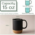 thumbnail image 3 of DOWAN Coffee Mugs, 15 oz Mug Set of 2, Large Ceramic with Cork Bottom and Spill Proof Lid for Mom Dad, Big Latte Tea, Matte Grey, 3 of 4