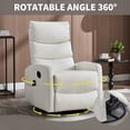 thumbnail image 2 of Leumius Manual Recliner Chair with Massage and Heat for Adult,360° Swivel Rocker Chair with Ergonomic High Backrest,Glider Recliner Nursery Chair with Side Pockets for Living Room,White PU, 2 of 7