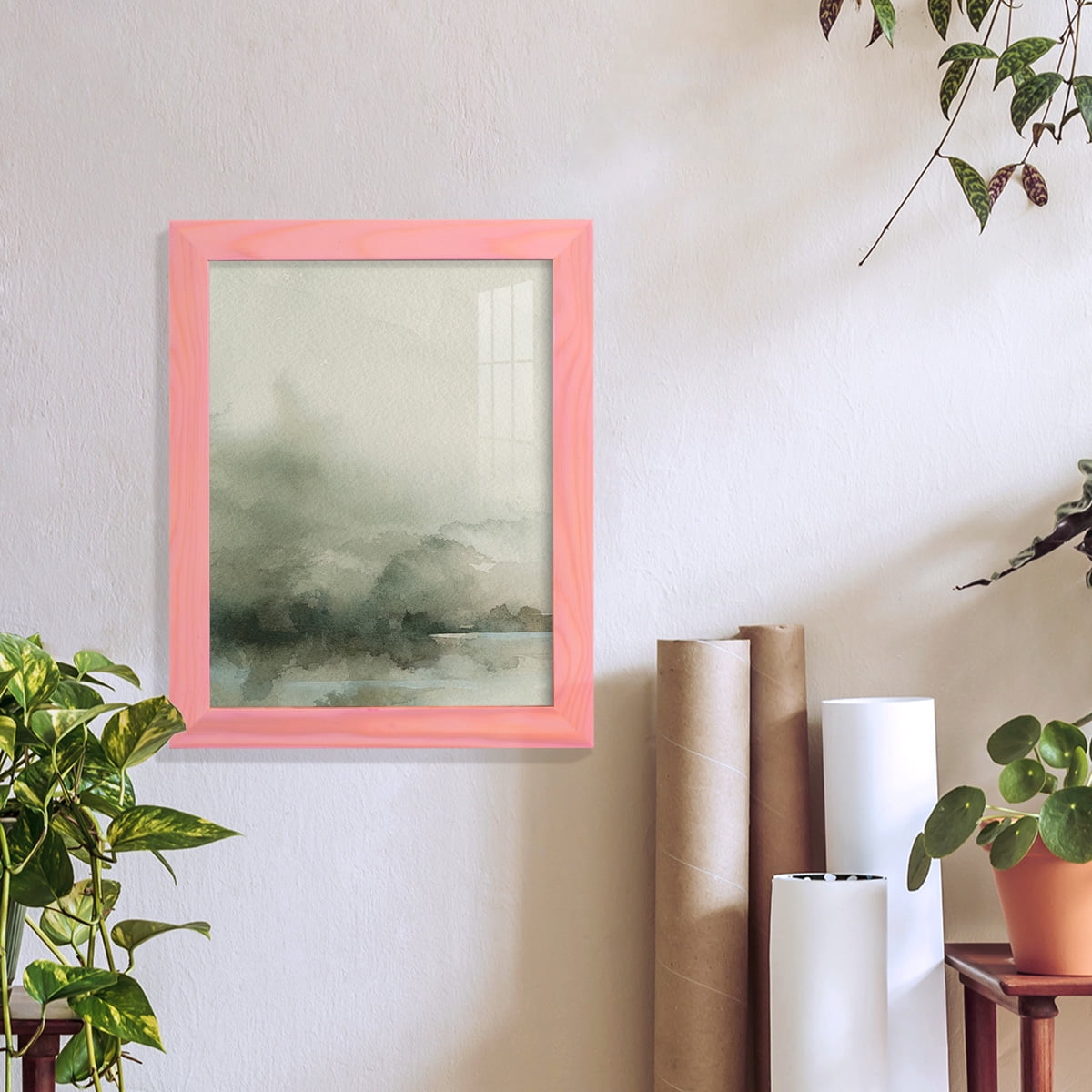 Heavy Fog I - Framed Print w/glass - Sunset Pink