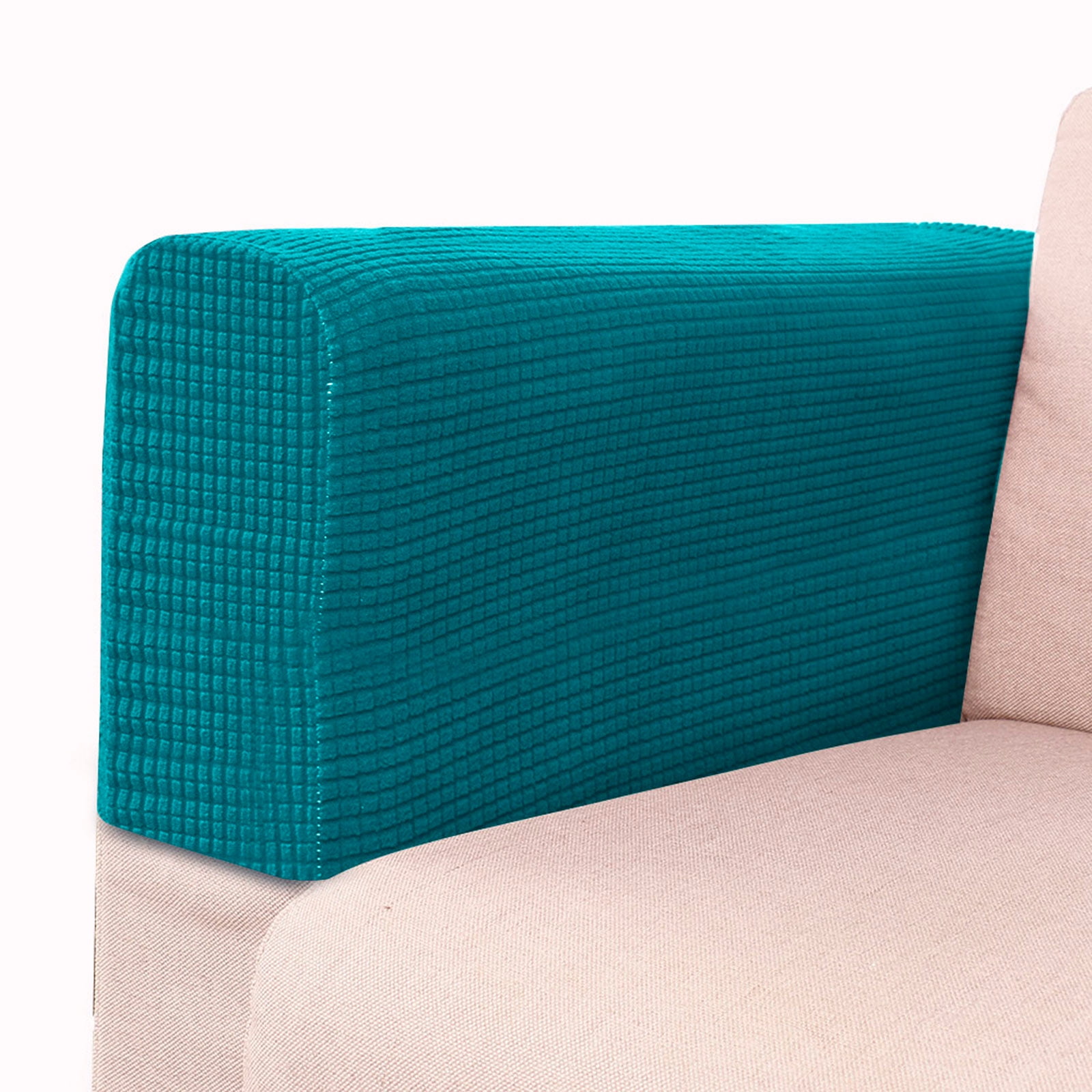 Stretch Armrest Covers, Anti-Slip Couch Arm Cover Washable Armchair Slipcover for Recliner Sofa Sofa Arm Protector Furniture Protector for Pets-Blue-green-4 pcs
