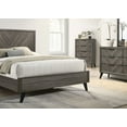thumbnail image 4 of Contemporary Gray Chevron Pattern 1pc California King Size Bed Black Angled Wooden Legs Bedframe Bedroom Furniture, 4 of 5