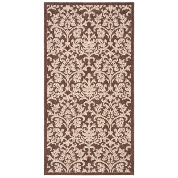 SAFAVIEH Courtyard Yvette Floral Indoor/Outdoor Area Rug, 2'7" x 5', Chocolate/Natural