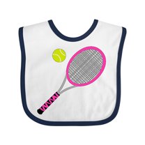 Inktastic Pink Tennis Racket and Ball Boys or Girls Baby Bib