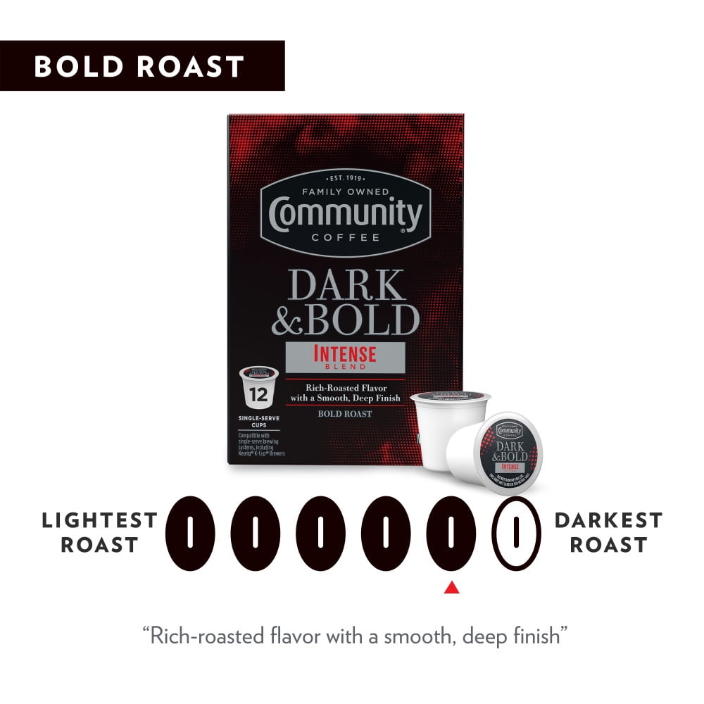 Community Coffee Dark & Bold Intense Blend Pods for Keurig K-cups 24 Count