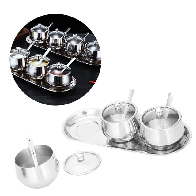 Seasoning Box, Anti-Oxidation Spice Container, 304 Stainless Steel Elegant Visual Lid Restaurant for Kitchen Home Gift