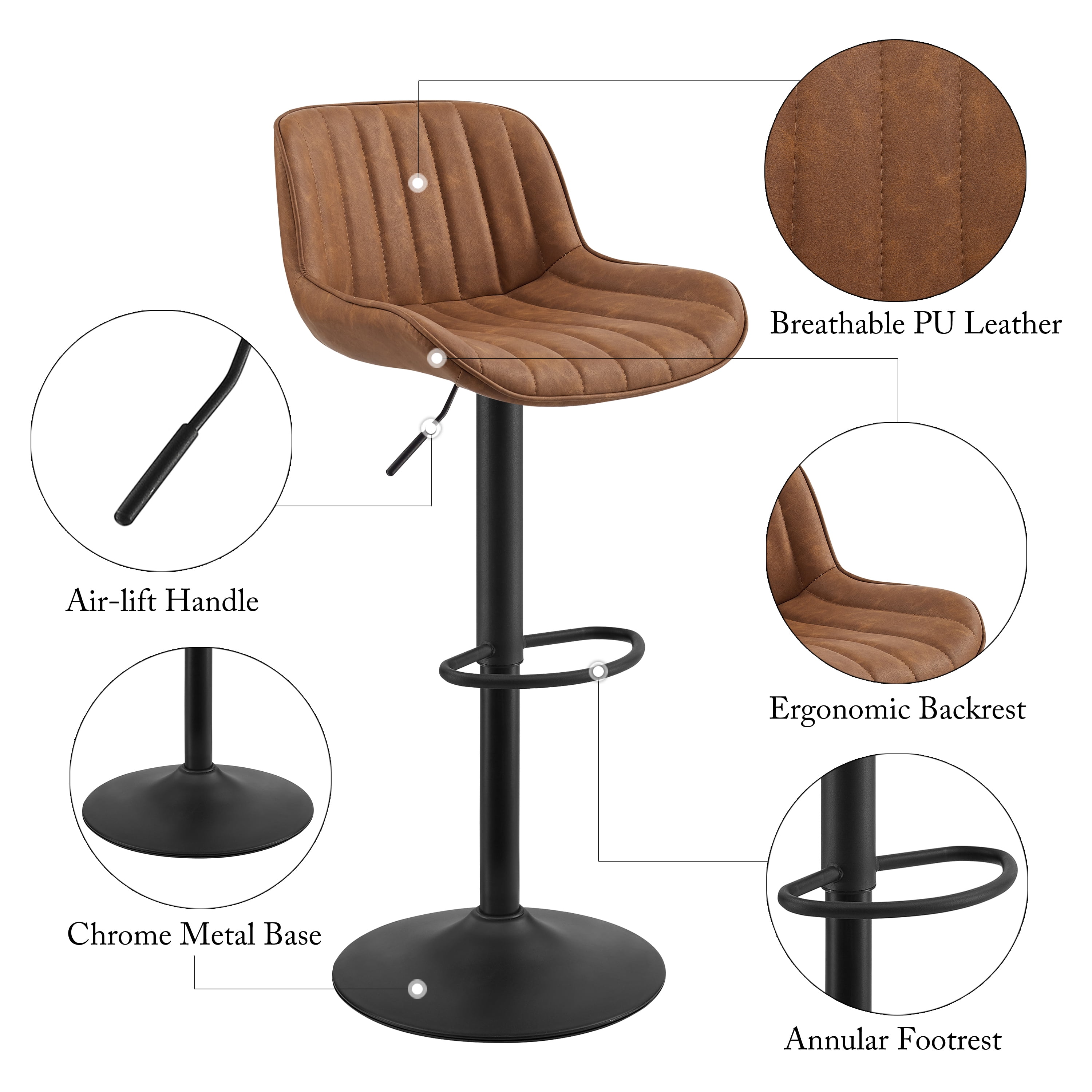 Art Leon Cognac Counter Stools Art Leon Fiolo Cognac Adjustable In - Main Image