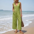thumbnail image 2 of Avolia Women's Button Front Sleeveless Jumpsuit Wide Leg Blend Romper with Pockets, 2 of 4