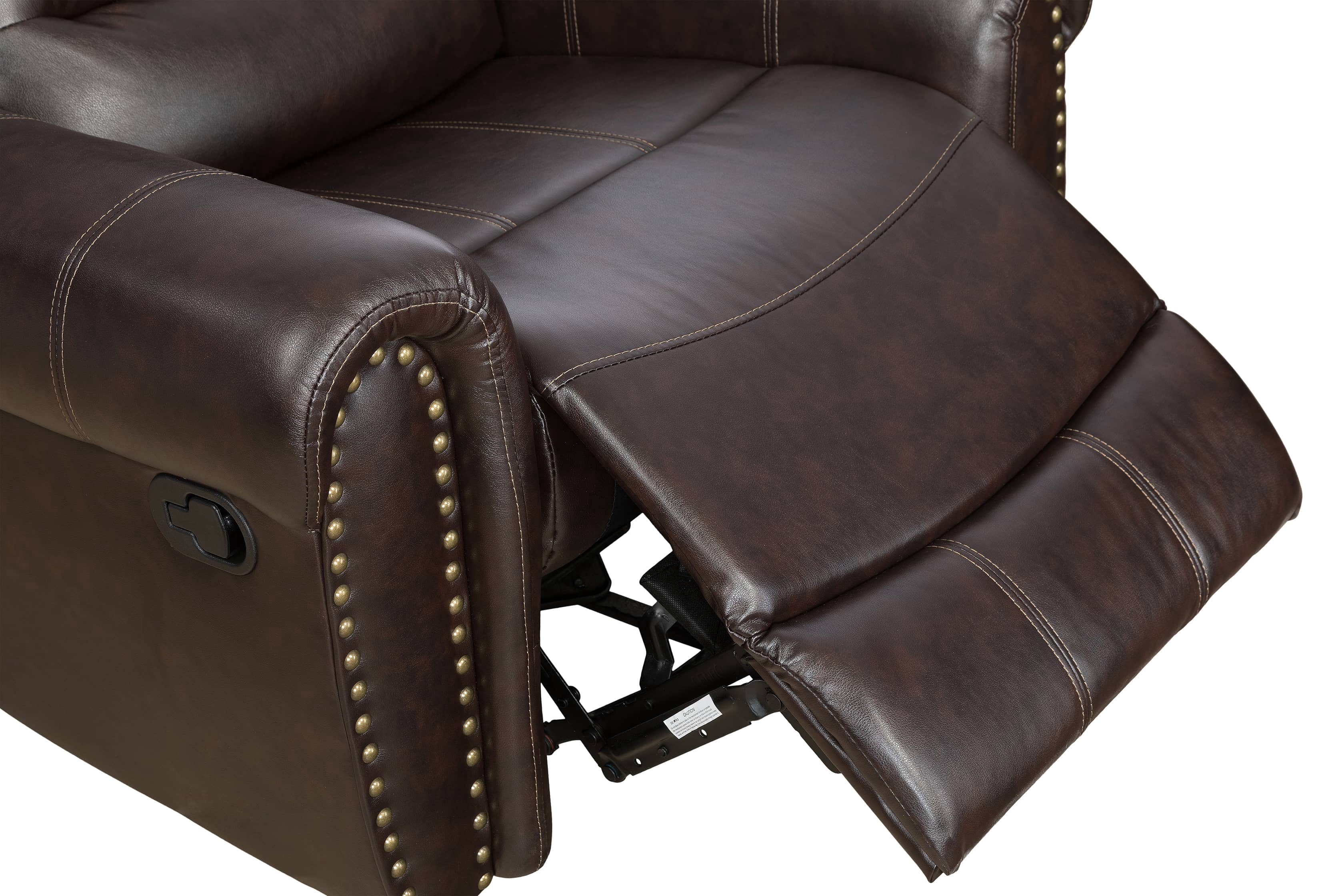 MAYEERTY 85" Modern Semi PU Synthetic Leather Loveseat Recliner Sofa Stylish Business Function Sofa for Living Room，Brown