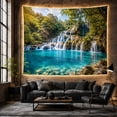 thumbnail image 6 of Limestone Waterfall Cascading Into Turquoise Pool, Serene Coastal Style for Nature Lovers, Scenic Wall Decor Housewarming Gift, Tapestry Wall Hanging for Bedroom and Living Room, 6 of 7