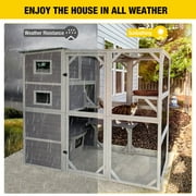 Aivituvin Large Cat Catio 4 Tiers Cat Enclosures House for Outdoor Indoor Cats with Weatherproof Roof, 3 Resting Rooms, 3 Platforms, 5 Windows 70 H 77 L