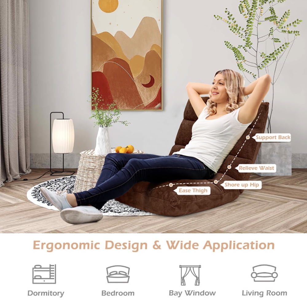 Finihen Adjustable 14-position Cushioned Floor Chair, Folding Lazy Sofa Chair for Living Room, Bedroom, for Gaming, Reading, Coffee Finihen Adjustable 14-position Cushioned Floor Chair, Folding Lazy Sofa Chair for Living Room, Bedroom, for Gaming, Reading, Coffee