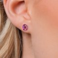 thumbnail image 3 of Gem Stone King 14K Yellow Gold Pink Mystic Topaz Double Notch Stud Earrings | 2.60 Cttw | Gemstone November Birthstone | Oval 8X6MM | Gold Earrings for Women Men, 3 of 6