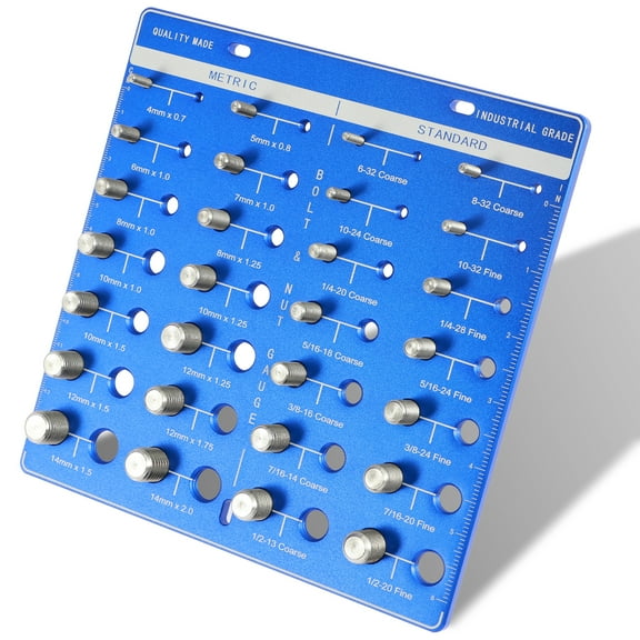 GHOJET Nut and Bolt Thread Checker Set Aluminum Alloy 28 Thread Identifier Gauge Inch and Metric Size Precise Screw Size and Thread Gauge Measuring Tool for Nuts Bolts