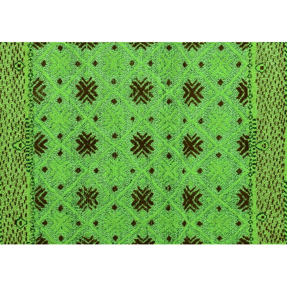 Ahgly Company Indoor Rectangle Abstract Green Modern Area Rugs, 2' x 3'