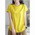 thumbnail image 2 of Maean Womens Basic Shirts Short Sleeve Crew Neck Solid Color Causal Tee Summer Loose Tshirts Tops M-3XL, 2 of 4