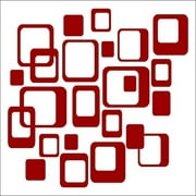 Wall Decor Plus More WDPM168 6-Inch and Smaller Funky Wall R/Squares Vinyl Sticker Decals, Red, 20-Piece