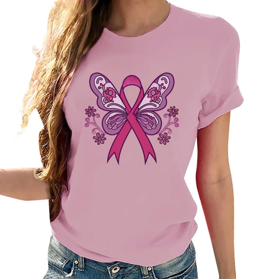 Sexlip Breast Cancer Shirts for Women Breast Cancer Awareness Shirt Cancer Care Gifts Short Sleeve Tee Top Pink XXXL