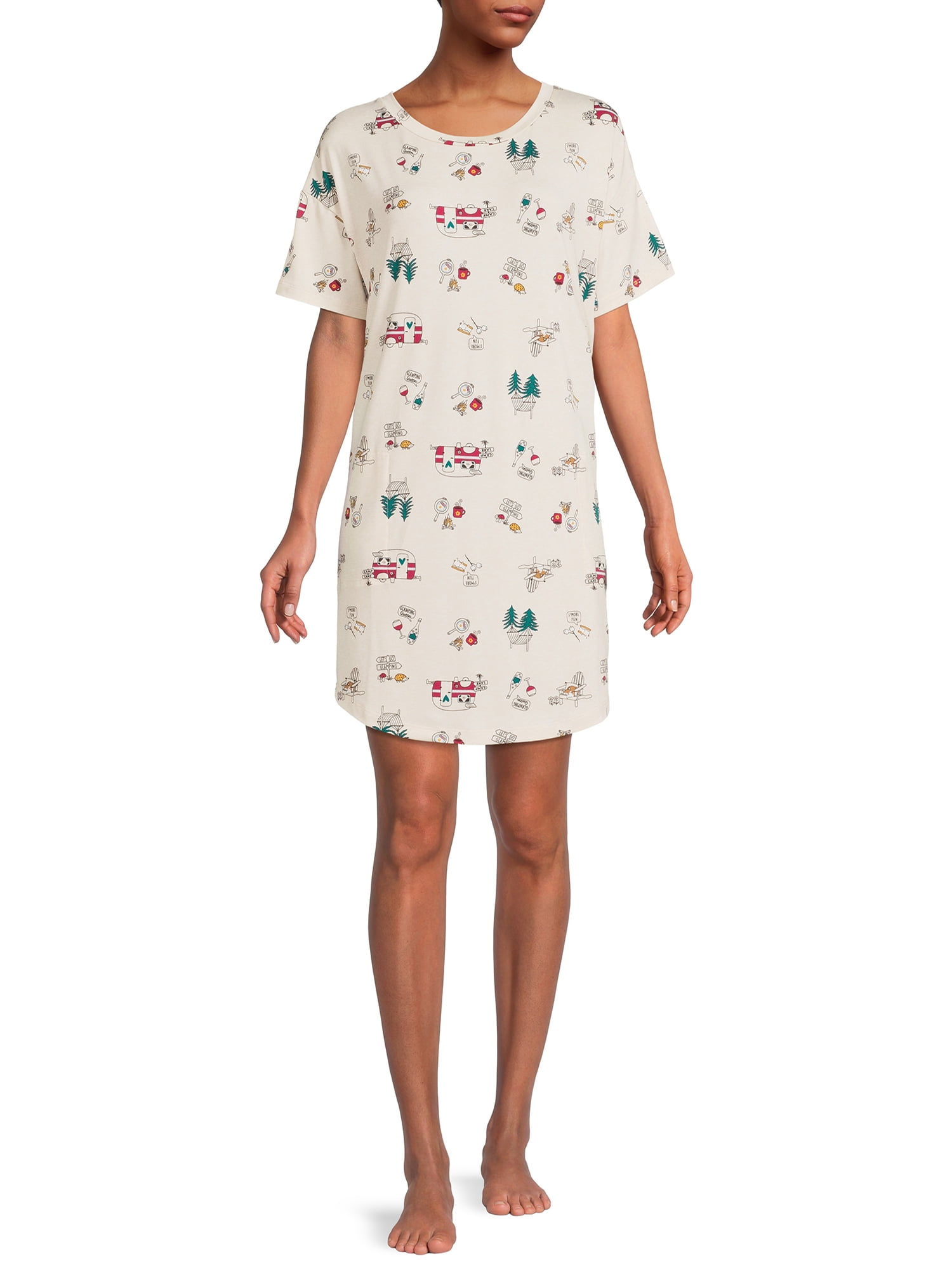 Secret Treasures Women's and Women's Plus Short Sleeve Sleep Shirt, 2-pack