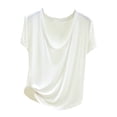 thumbnail image 1 of Birdeem Blouses pour Femmes Décontractées et à la Mode Couleur Unie Manches Courtes Col en U, 1 of 12