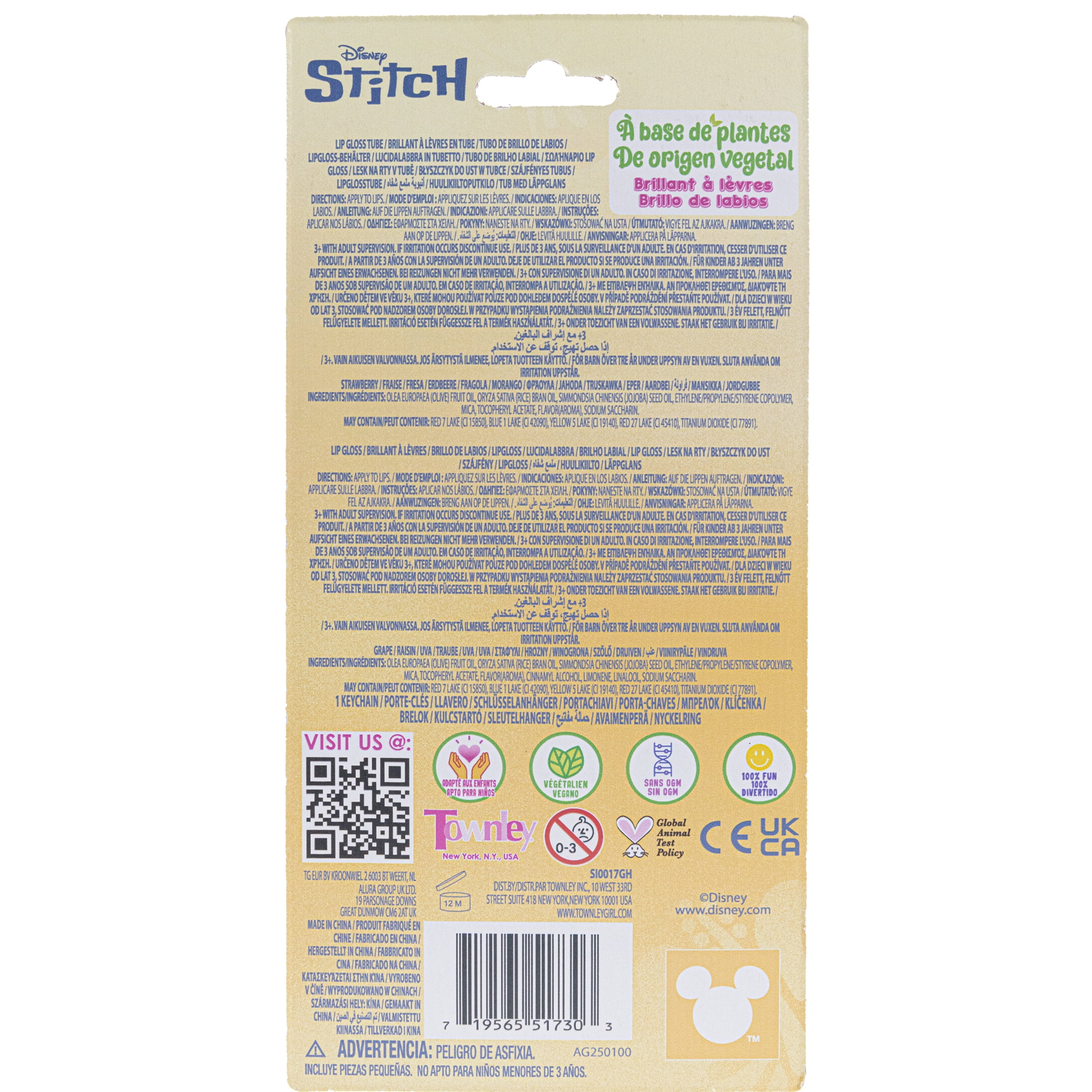 Ensemble de petits porte-clés brillants à lèvres Disney Stitch