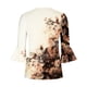 thumbnail image 4 of Blusa de verano para mujer con estampado de pliegues sexy y mangas 3/4 con cuello en V y botones OAVQHLG3B Store  lin121212, 4 of 5