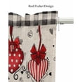 thumbnail image 5 of Hello Valentine Linen Curtain Valance for Bedroom/Bathroom/Kitchen/Office/Living/Dining Room Window,Red Love Heart Watercolor Black Plaid Rod Pocket Topper Decorative Cafe Drapes Panel 42"x12", 5 of 6