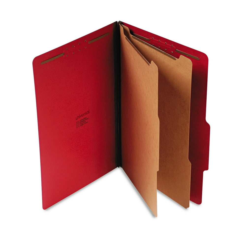 Universal Bright Colored Pressboard Classification Folders, 2 Dividers