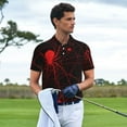 thumbnail image 3 of Yiaed Red Spider On The WebPrint Men's Short Sleeve Polo Shirt,Golf Polo for Men Three-Button Golf Shirt Athletic Casual Collared T-Shirt- 3X-Large, 3 of 7
