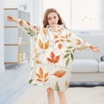 thumbnail image 5 of FORMRS Wearable Blanket Hoodie with Sleeves for Kids Cozy Flannel Sweatshirt, Beige Autumn Leaves, 5 of 7