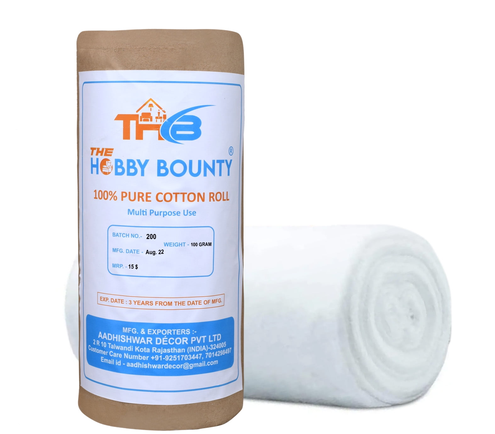 Absorbent Pure Cotton Roll 2.205 lbs Rolled Cotton Ball Multipurpose Soft Cotton use for