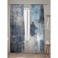thumbnail image 5 of Sheer Curtains 84 Inches Long 2 Panels Set for Living Room, Navy Blue Grey Semi Sheer Curtains for Windows, Modern Oil Painted Abstract Art Aesthetics Voile Window Treatments Rod Pocket Curtain, 5 of 7