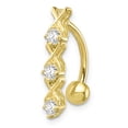 thumbnail image 1 of 10k Yellow Gold Cubic Zirconia Cz Belly Button Rings Screw Navel Bars Body Piercing Naval, 1 of 7