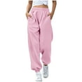thumbnail image 2 of Frostluinai Baggy Sweatpants for Women High Waist Fleece Lined Joggers Solid Lounge Sweat Pants Fall Gym Running Sweatpants with Pocket, 2 of 7